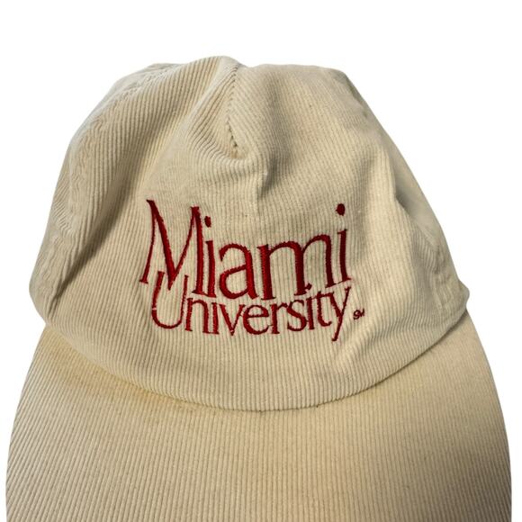 Miami University Vintage White Baseball Cap Corduroy Maroon Embroidered - Picture 3 of 5